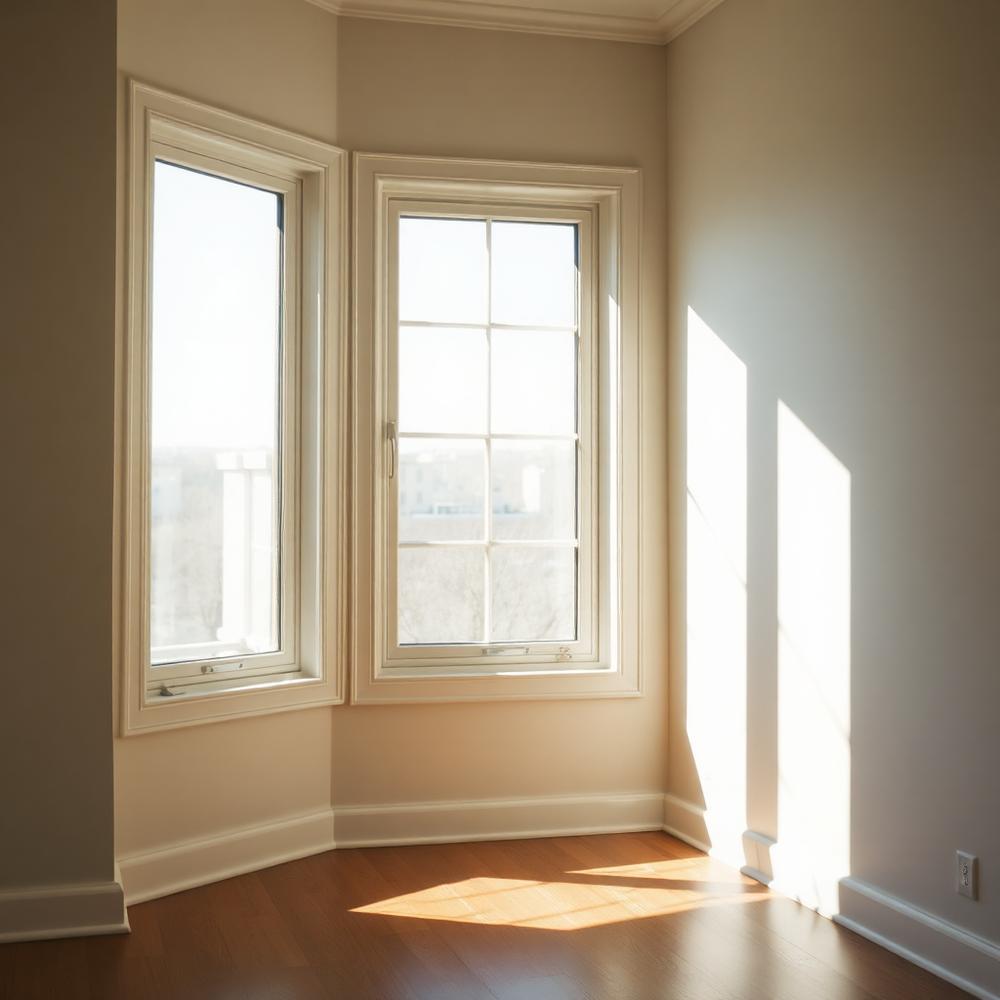 Residential window with tint reducing bright afternoon sunlight